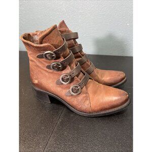 MIZ MOOZ Boots Womens 41 Brown Fawn Leather Buckle Steampunk Victorian Western